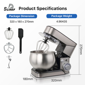 Batteur sur socle pour boulangerie domestique 1300W, 5L, mélangeur à farine électrique et pétrin pour la préparation de gâteaux et de pâtes, usage domestique - Product Image 3