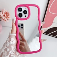 Coque de Téléphone Vague Miroir de Haute Qualité Style Ins 2026, Vague Violet Rose pour iPhone 16 15 14 12 11 17 Pro Max
