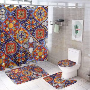 Cortina de Ducha Floral de Poliéster, Cortina de Baño con Impresión Digital Personalizada, Juego de Cortinas de Ducha Impermeables, Venta al por Mayor 3 - Product Image 1