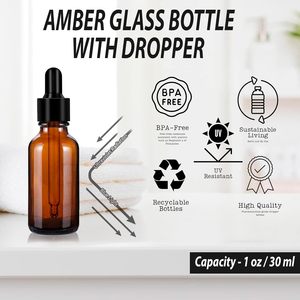 Add logo ODM/OEM Customizable 5ml-100ml Brown/Amber Eco-friendly Recyclable Glass Dropper <b>Bottles</b> Cosmetics Essential Oils Reed - Product Image 3