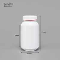 Conteneur vide en plastique de qualité pharmaceutique pour pilules, médicaments, capsules et compléments alimentaires, 250 ml, avec logo personnalisé