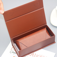 Boîte d'emballage pour lunettes de soleil, étui en cuir marron de luxe, étuis personnalisés avec logo OEM pour lunettes, ensemble d'emballage pour lunettes de soleil