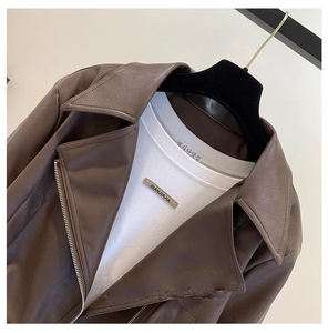 Spring Summer Casual Lightweight Sliming <strong>Women</strong> <strong>Petite</strong> Size Cropped Notched Lapel Short Vegan <strong>Leather</strong> Coat Faux <strong>Leather</strong> <strong>Jacket</strong> - Product Image 6