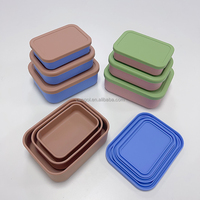 Logo personnalisé Boîte à lunch rectangulaire en silicone sans BPA Contenants de stockage des aliments réutilisables pour micro-ondes