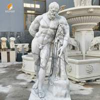 Estatua de Hércules de Mármol de Tamaño Real MILY, Escultura Griega Antigua Tallada a Mano para Jardín o Villa al Aire Libre