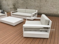 Hangkai Modische Outdoor-Terrassenmöbel Wasserdichtes Weißes Aluminium Hof-Relax-Gartensofa-Set