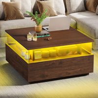Meubles de salon modernes contemporains Table basse carrée en bois avec panneau de support TV Style bois pour usage domestique
