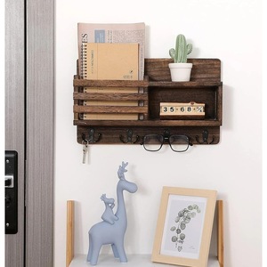Porta Llaves de Pared, Organizador de Llaves y Correo de Madera Sólida para Pared (Autoadhesivo o con Taladro), 4 Ganchos para Entrada o Pasillo - Product Image 1