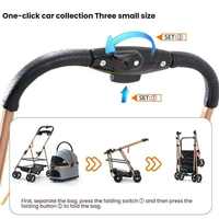 Poussette pour animaux de compagnie multifonctionnelle à quatre roues réglables, écologique, lavable, pliable d'une seule main, utilisation en extérieur, portable, légère