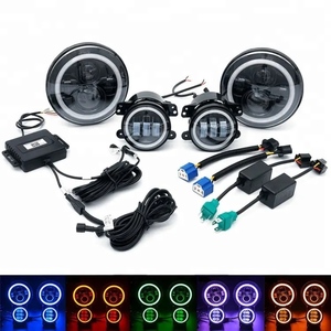 Faros Delanteros Redondos de 7 Pulgadas + Luces Antiniebla de 4 Pulgadas, Ojos de Ángel, Proyectores, Luces Halo, RGB, Intermitentes DRL, para Jeep - Product Image 5