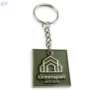 QY personnalisé alliage métal émail porte-clés carré Logo porte-clés emballage individuel cadeau promotionnel pendentif - Product Image 4