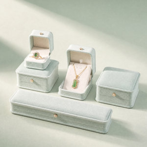 Zebopak Mint Green Suede Jewellery <b>Box</b> Set with Ring <b>Necklace</b> Pendant Christmas Holiday <b>Gift</b> Collection Wholesale - Product Image 2