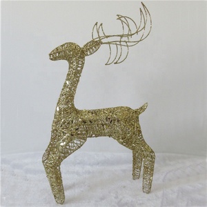 Filo di ferro di Natale cervo Con <span class=keywords><strong>oro</strong></span> <span class=keywords><strong>Glitter</strong></span> per la decorazione di interni - Product Image 4
