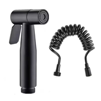 Lujoso pulverizador de bidé de mano de acero inoxidable SUS304 negro, juego de ducha de inodoro de doble función y alta presión para proyectos de villas