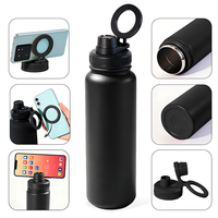Bouteille d'eau magnétique 40oz en acier inoxydable à double paroi, anti-fuite, isolée sous vide, logo ODM personnalisé avec support magnétique pour téléphone