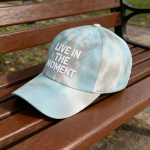 Casquette de baseball à 6 panneaux Tie-Dye – Casquette Snapback légère et respirante avec broderie « Live in The Moment » pour les sports de plein air - Product Image 5