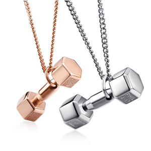 Dumbbell Necklace <b>Titanium</b> Steel Unisex Fitness Pendant For Daily Wear Stylish Commute Jewelry - Product Image 1