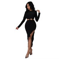 Nouvelle arrivée Love Dress Soirée Mini Femme Irrigularité Sexy Robe À Manches Longues O-cou Latéral Rosée Taille En Gros Plus La Taille Robe