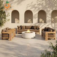 Ensemble de canapés d'extérieur modernes en bois massif, mobilier de patio durable en teck pour hôtel, villa, cour et jardin