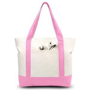 Sac fourre-tout en toile de coton premium rose avec logo imprimé personnalisé - Product Image 1