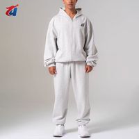 Ensemble de survêtement en molleton de coton écologique pour homme, avec sweat à capuche zippé et pantalon de survêtement, coupe décontractée, idéal pour l'hiver, personnalisable OEM