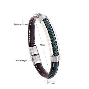 Simple Multicolor Leather Soft <b>Bracelet</b> <b>Stainless</b> <b>Steel</b> <b>Bracelet</b> for <b>Men</b> and Women - Product Image 6