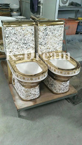 WC monoblocco KD-03GPK Nordic bianco e oro con decorazioni floreali, sanitari Chaozhou, modello europeo, nuovo modello. - Product Image 5