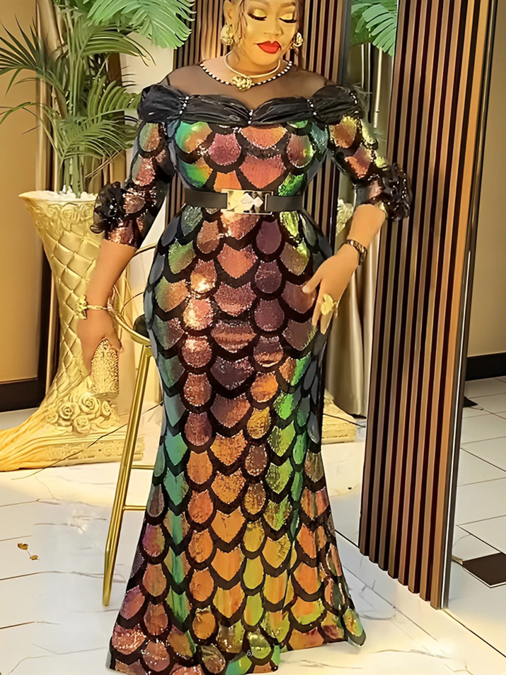women's plus size christmas party dresses Qatainlav Women's Plus Size Formal Evening Maxi Dress Half Sleeve V Neck Evening Dresses Sequin A Line Party Dress Elegant Velvet Wedding Guest