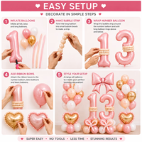 Ensemble de ballons personnalisés pour le 21e anniversaire, ballons en latex géants de 40 pouces avec nœud et cœur, kit complet rose et or rétro