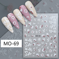 Offre Spéciale nouveau Design en relief semi-transparent fleur ongles autocollants blanc peint à la main Nail Art décalcomanies