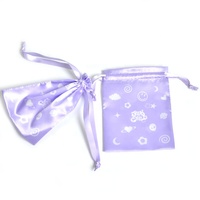 Pochette cadeau en soie lilas de haute qualité pour bijoux, avec cordon de serrage, toutes tailles, sac en satin