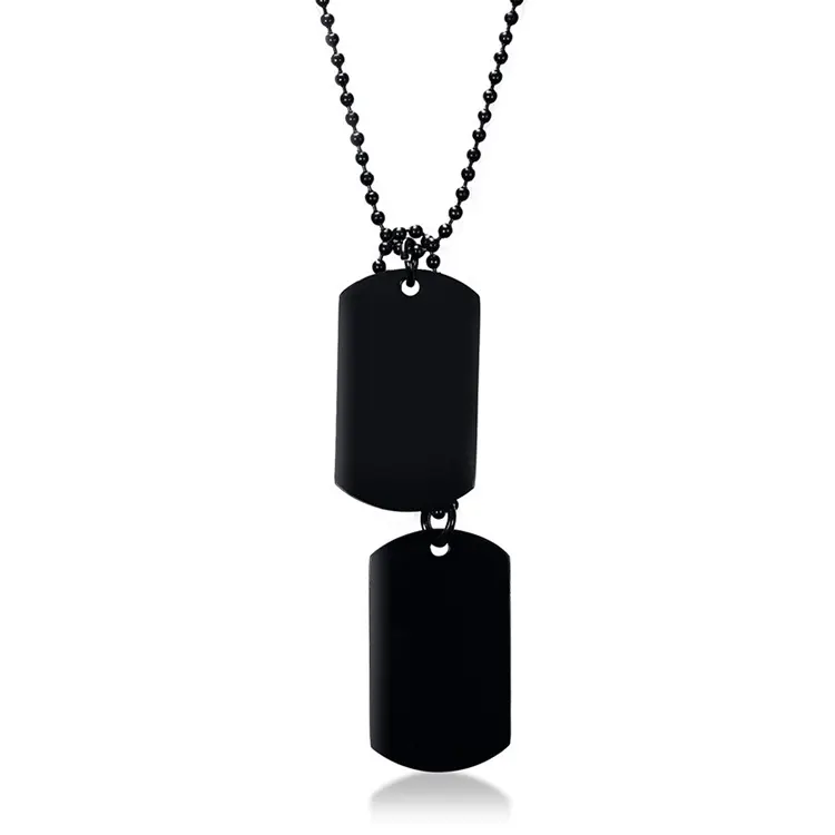 Mens Stainless Steel Custom Engraved A Set Of Two Pieces Blank Dog Tag Necklace with 24" Ball Chain