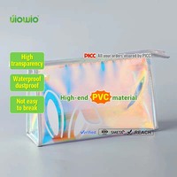 Sacs à maquillage transparents en PVC avec fermeture éclair, logo personnalisé OEM UIOWIO, sacs à cosmétiques, sacs à pinceaux de maquillage