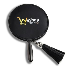 Zinc Alloy Metal Customized Portable Hand Held Vanity Pocket Makeup Mirror With PU Pouch - Product Image 3