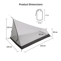 Tente de trekking en maille légère pour une personne, abri extérieur respirant et anti-insectes pour le camping, la randonnée et le tourisme à moto