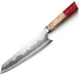 มีดทำครัวแบบญี่ปุ่นมืออาชีพมีดเชฟเนื้อซูชิมือจับทับทิมสีแดง