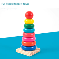 Tour arc-en-ciel personnalisable en bois, blocs de construction, jouets de maternelle en bois