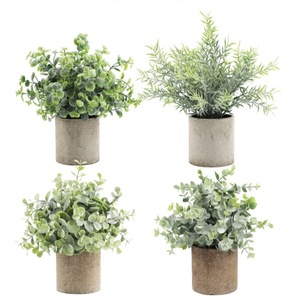 Nordic <strong>Small</strong> Bonsai Artificial Potted Mini Plant Indoor Plastic Artificial Plant Eucalyptus Greenery Plant <strong>Decor</strong> for <strong>Shelves</strong>