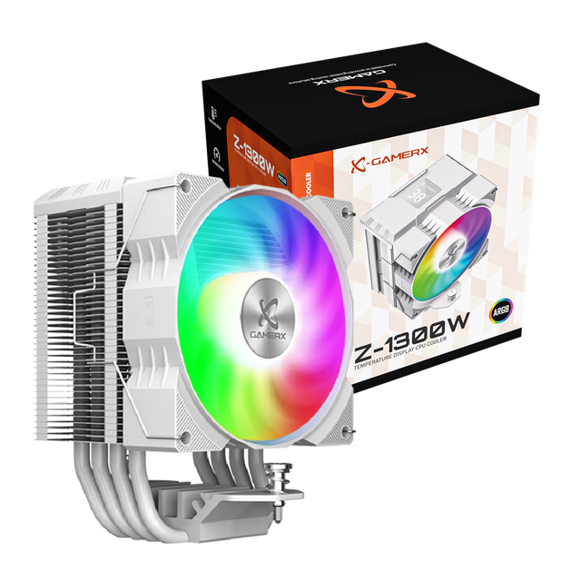 Gamer-X High Airflow Aluminum CPU Cooler Fluid Bearing ARGB LED Gaming Streaming Desktop Computer Case Use Intel Supported Low