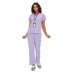 V-Neck Scrub Suit Women Split Set Moisture Wicking Hospital Uniforms - Product Image 2