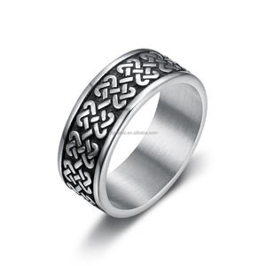Anillo <span class=keywords><strong>de</strong></span> banda celta <span class=keywords><strong>de</strong></span> acero inoxidable <span class=keywords><strong>vikingo</strong></span> nórdico Retro Vintage Punk <span class=keywords><strong>de</strong></span> estilo minimalista para hombres y mujeres - Product Image 5