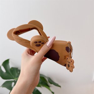 Cute 3D Toy Bear Silicone Phone case for iPhone 17 16 15 14 13 Pro Max Cookie charms Cartoon <b>Rubber</b> chain soft <b>ring</b> back Cover - Product Image 5