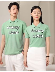 Polos de hombre 100% algodón pecho bordado Logo alta calidad colorido manga corta algodón polos sólido camiseta suéter - Product Image 3