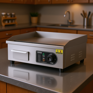 Plancha Eléctrica Vevor de 17.72 x 11.81 Pulgadas, Acero Inoxidable, Comercial, Superficie Plana, Temperatura Ajustable, 1700W - Product Image 2