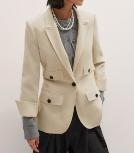 Blazer de pana color crema para mujer, manga larga, cuello con muescas, un solo botón, largo regular, color sólido, tejido de punto, para todas las estaciones - Product Image 6