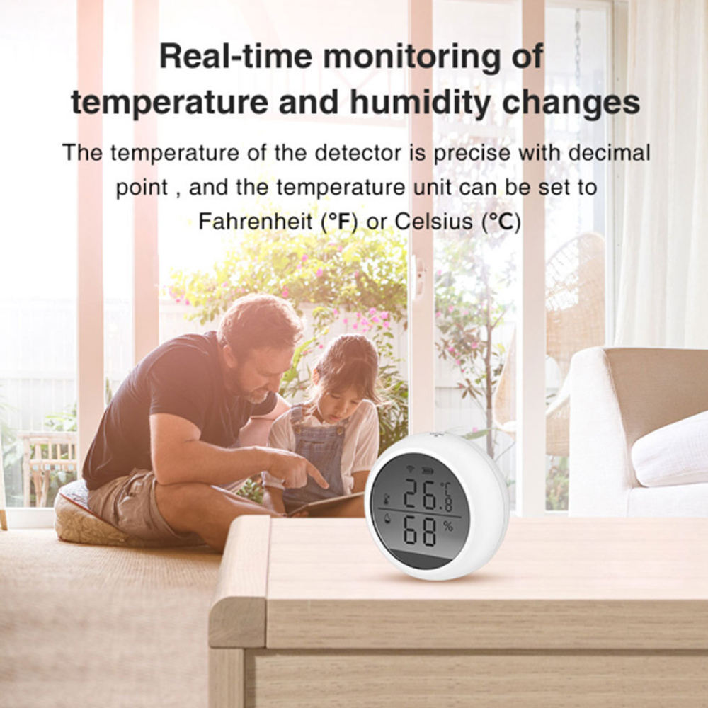HONPNK Smart Home Thermometer Hygrometer with App Alert Support Alexa Google Home Tuya WiFi Temperature and Humidity Sensor