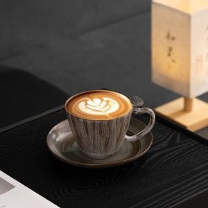 Ensemble tasse à thé et plateau en céramique 245 ml, design classique <span class=keywords><strong>lotus</strong></span>, tasse en argile pour café et thé, soucoupe avec boîte cadeau - Product Image 5