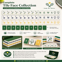 Tuiles de Mahjong américaines en acrylique épais à trois couches, thème tennis, dos vert, motifs raquette et balle, grande taille, faciles à lire