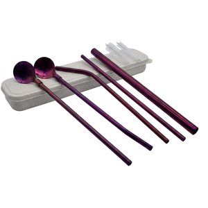 Modern Metal Cocktail <b>Bar</b> <b>Tools</b> Set 4Pc Ice Scoop Strainer Reusable Purple - Product Image 1