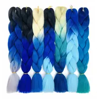 Afrika Jumbo Rambut Kepang Crochet Digunakan Membentang Tahan Panas Fiber Braided Ombre Sintetis Rambut Mengepang